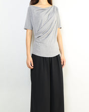 Load image into Gallery viewer, Short sleeve t-shirt, modal cotton top, boho drapes t-shirt, soft gray t-shirt, summer top(Y2049)