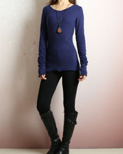 Load image into Gallery viewer, Women's Long Long Sleeves top, purple t-shirt, V-neck top, bottoming Cotton t-Shirt, form fitting top(Y2080)