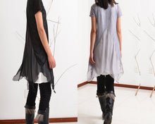 Load image into Gallery viewer, Women's cotton tunic dress/asymmetrical tunic dress/plus size top/v-neck tunic dress/two pieces dress/short sleeve t-shirt Q0088