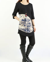 Load image into Gallery viewer, Women's 3/4 sleeve tunic dress/cotton tunic top/Off White t-shirt/ oversize top/customized asymmetrical top (Y5119)