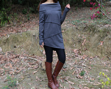 Load image into Gallery viewer, Women's cotton tunic top, cowl neck tunic dress with thumb hole, Asymmetrical tunic, oversized t-shirt,pullover sweaters (Y2077)