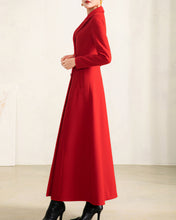 Load image into Gallery viewer, Wool coat women, wool jacket, coat dress, red coat, winter coat, flare coat, buttoned jacket, wool overcoat (Y2174)