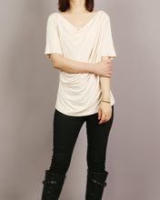 Load image into Gallery viewer, Short sleeve t-shirt, modal cotton top, boho drapes t-shirt, soft gray t-shirt, summer top(Y2049)