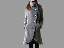 Load image into Gallery viewer, Wool coat Women/Women's winter coat/wool long coat/wool jacket/plus size overcoat/A-line coat/asymmetrical coat T08
