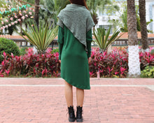 Load image into Gallery viewer, Women's cowl neck dress, loose fit dress, cotton dress, long sleeve dress, sweater dress, asymmetrical dress, dress with poncho(Q1079)