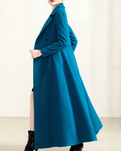 Load image into Gallery viewer, Long wool coat, wool jacket, coat dress, blue coat, winter coat, flare coat, buttoned jacket, wool overcoat (Y2172)