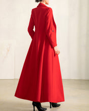 Load image into Gallery viewer, Wool coat women, wool jacket, coat dress, red coat, winter coat, flare coat, buttoned jacket, wool overcoat (Y2174)