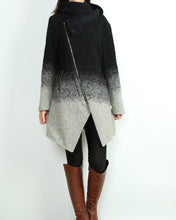Load image into Gallery viewer, Wool Gradient Color Coat/Asymmetrical jacket/Winter Jacket/Wool Coat/Trench Coat/zipper coat/Long Overcoat(Y5130)