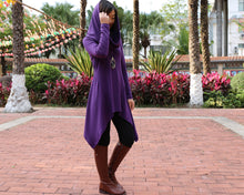 Load image into Gallery viewer, Cotton tunic tops, shawl collar top, knit tunic dress, plus size sweatshirt, oversized knit top, asymmetrical t-shirt(Y1084)