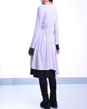 Load image into Gallery viewer, Women's cotton dress set/asymmetrical dress/plus size dress/long sleeve dress/layered dress/oversized dress/v-neck dress Q08