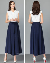 Load image into Gallery viewer, Women chiffon skirt pants/chiffon trousers/Wide leg pants/black pants/high waist trousers/elastic waist Pants/Plus Size pants P0018