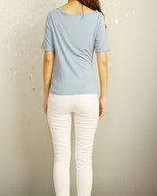 Load image into Gallery viewer, Short sleeve t-shirt, modal cotton top, boho drapes t-shirt, soft gray t-shirt, summer top(Y2049)