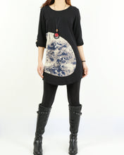 Load image into Gallery viewer, Women's 3/4 sleeve tunic dress/cotton tunic top/Off White t-shirt/ oversize top/customized asymmetrical top (Y5119)