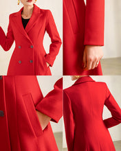 Load image into Gallery viewer, Wool coat women, wool jacket, coat dress, red coat, winter coat, flare coat, buttoned jacket, wool overcoat (Y2174)