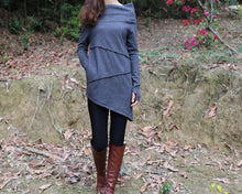Load image into Gallery viewer, Women's cotton tunic top, cowl neck tunic dress with thumb hole, Asymmetrical tunic, oversized t-shirt,pullover sweaters (Y2077)