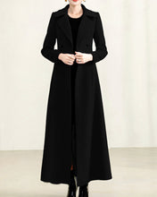 Load image into Gallery viewer, Long wool coat, wool jacket, coat dress, blue coat, winter coat, flare coat, buttoned jacket, wool overcoat (Y2172)