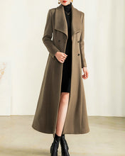 Load image into Gallery viewer, Wool coat for women, maxi coat, coat dress, winter coat, flare coat, buttoned jacket, wool overcoat, coat with pockets (Y2165)