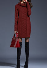 Load image into Gallery viewer, Women pullover sweater, Turtle neck sweater, high neck sweaters, long sweater, oversized sweaters, sweater dress(Y1518)