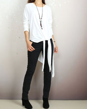 Load image into Gallery viewer, Women's cotton tunic top, asymmetrical t-shirt, oversized tunic dress, casual customized tops, long t-shirt(Y2138)