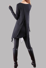 Load image into Gallery viewer, Cotton tunic top women/asymmetrical t-shirt/plus size top/cotton tunic dress/short sleeve top/summer top/tunic dress women/chiffon tops Q06