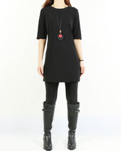Load image into Gallery viewer, Cotton tunic dress, Short sleeve cotton dress, half sleeve mini dress, crew neck dress, cotton tunic top, long tops(Q1072)