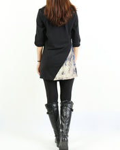 Load image into Gallery viewer, Women's 3/4 sleeve tunic dress/cotton tunic top/Off White t-shirt/ oversize top/customized asymmetrical top (Y5119)