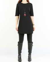 Load image into Gallery viewer, Cotton tunic dress, Short sleeve cotton dress, half sleeve mini dress, crew neck dress, cotton tunic top, long tops(Q1072)