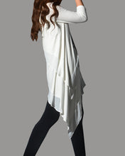 Load image into Gallery viewer, Women's 3/4 Sleeve Tunic top, Chiffon and Modal Tunic Dress, Asymmetrical Dress, Customized Dress, White dress, Casual t-shirt, half sleeve top(Q1997a)