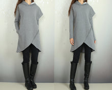 Load image into Gallery viewer, Oversized hoodie for women, asymmetrical thick cotton fleece hoodie, plus size sweatshirt, long tops, casual customized hoodie(Y2076)