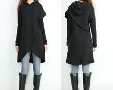 Load image into Gallery viewer, Oversized hoodie for women, asymmetrical thick cotton fleece hoodie, plus size sweatshirt, long tops, casual customized hoodie(Y2076)