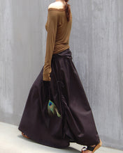 Load image into Gallery viewer, Linen skirt/Maxi skirt/long skirt/a-line skirt/green skirt/dark blue skirt/elastic waist skirt L001