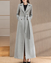 Load image into Gallery viewer, Wool Coat women, Long Wool Jacket, Coat dress, Winter Coat, wool Trench Coat, Full Length coat, maxi coat, Belt Coat, Handmade Coat(Y1187)