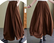 Load image into Gallery viewer, Linen skirt pants, ankle length pants, Wide leg pants, black skirt pants, cotton pants, custom made, green pants (K2249)