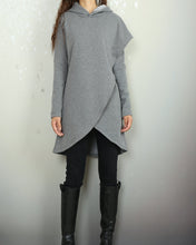 Load image into Gallery viewer, Oversized hoodie for women, asymmetrical thick cotton fleece hoodie, plus size sweatshirt, long tops, casual customized hoodie(Y2076)
