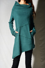 Load image into Gallery viewer, Women's cotton tunic top/cowl neck tunic dress with thumb hole/Asymmetrical tunic/oversized tunic top for leggings (Y1656) - lijingshop