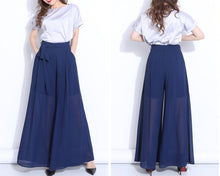 Load image into Gallery viewer, Wide leg Pants, Chiffon Skirt Pants, Summer Pants, Women's Pants, Chiffon trousers, long pants, elastic waist pants (K2039)