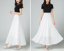 Load image into Gallery viewer, Chiffon Skirt/Maxi Skirt/Long Skirt/A-Line Skirt/Flare Skirt/Dark Blue Skirt/Elastic Waist Skirt L0036