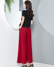 Load image into Gallery viewer, Chiffon Skirt Pants, Women's Cropped Pants, wide leg Pants, Summer Pants, Chiffon trousers (K2025)