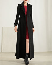 Load image into Gallery viewer, Wool coat for women, maxi coat, coat dress, black coat, winter coat, flare coat, buttoned jacket, wool overcoat, coat with pockets (Y2171)