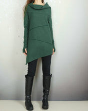 Load image into Gallery viewer, Women's cotton tunic top, cowl neck tunic dress with thumb hole, Asymmetrical tunic, oversized t-shirt,pullover sweaters (Y2077)