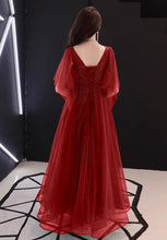 Load image into Gallery viewer, Formal dress, full dress, evening dress, wedding party dress, gown dress, dark green dress, v-neck dress(Q2050)