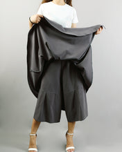 Load image into Gallery viewer, Linen skirt pants/wide leg pants/Cropped pants/Asymmetrical skirt pants/Elastic waist pants/A-line skirt pants/orange skirt/layered pants (K2135Y)