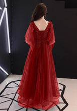 Load image into Gallery viewer, Formal dress, full dress, evening dress, wedding party dress, gown dress, dark green dress, v-neck dress(Q2050)