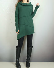 Load image into Gallery viewer, Women's cotton tunic top, cowl neck tunic dress with thumb hole, Asymmetrical tunic, oversized t-shirt,pullover sweaters (Y2077)