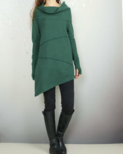 Load image into Gallery viewer, Women's cotton tunic top, cowl neck tunic dress with thumb hole, Asymmetrical tunic, oversized t-shirt,pullover sweaters (Y2077)