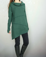 Load image into Gallery viewer, Women's cotton tunic top, cowl neck tunic dress with thumb hole, Asymmetrical tunic, oversized t-shirt,pullover sweaters (Y2077)