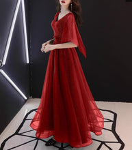 Load image into Gallery viewer, Formal dress, full dress, evening dress, wedding party dress, gown dress, dark green dress, v-neck dress(Q2050)