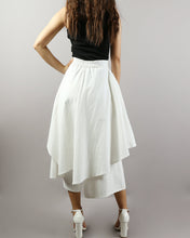 Load image into Gallery viewer, Linen skirt pants/wide leg pants/Cropped pants/Asymmetrical skirt pants/Elastic waist pants/A-line skirt pants/orange skirt/layered pants (K2135Y)