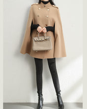 Load image into Gallery viewer, Wool cloak coat/Cape coat/Wool coat Women/Women's winter coat/wool long coat/wool jacket/plus size overcoat/A-line coat/ coat T0518