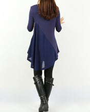 Load image into Gallery viewer, Women's Modal and Chiffon Tunic Dress/Modal Top/Chiffon Tunic for Women/Tunic Tops for Leggings/chiffon dress/modal t-shirt/long sleeve t-shirt(Y1819)